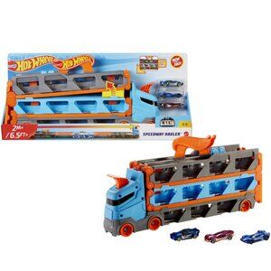 Hot Wheels Speedway Hauler Storage Carrier with 3 Cars NWT
